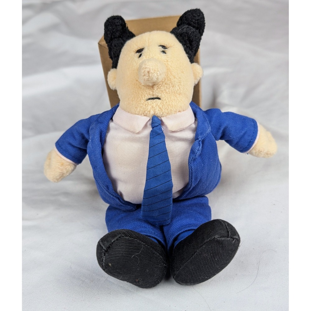 Vintage Dilbert Pointy-Haired Boss Plush 6 Inch Comic Strip Office Toy Blue Suit